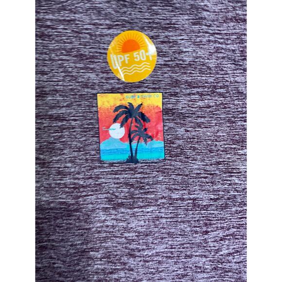 Surf & Swim Co SPF 50+ Long Sleeve Swim Shirt Sky & Palm Eggplant Lg New - Picture 4 of 6